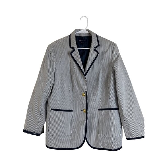 Jones New York New England Coastal Pinstripe Nautical Jacket 18W Preppy - Picture 1 of 11